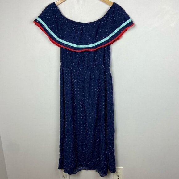 NWT Macys Fiesta Off Shoulder Dress Maison Jules Blue New With Tags Size XS Boho - Picture 4 of 9